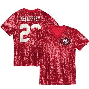 NFL Juniors Women Red Sequin San Francisco 49ers McCaffrey Jersey NWOT Medium